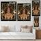 Designart - Retro Women In Golden Art Deco Geometrics I - Modern Print on Natural Pine Wood